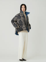 <ダウンブルゾン>リバーシブル ペイズリーバンダナ