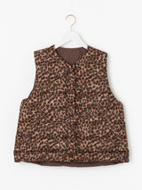 <ダウンベスト>リバーシブル レオパードゼブラ