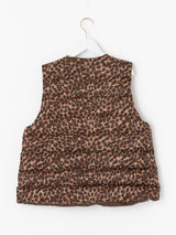 <ダウンベスト>リバーシブル レオパードゼブラ