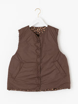 <ダウンベスト>リバーシブル レオパードゼブラ