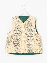 <ダウンベスト>リバーシブル ペイズリーバンダナ