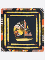 <シルクスカーフ65>パッチワークヨット