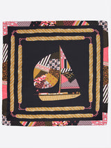 <シルクスカーフ65>パッチワークヨット