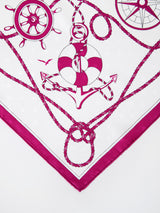 <シルクスカーフ65>ジャガードマリン