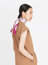 <シルクスカーフ65>ジャガードマリン