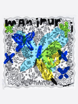 COTTON SCARF 65 / BUTTERFLY DRAW BANDANNA