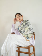 <ウールシルクストールヘリンボーン織120>スノーグローブ