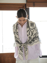 <ウールシルクストールヘリンボーン織120>カレイドバンダナ