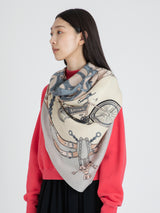 WOOL SILK STOLE HERRINGBONE WEAVE 120 / VINTAGE CYCLE