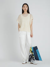 <リバーシブルプリントトートバッグL>テント ドローペイズリー