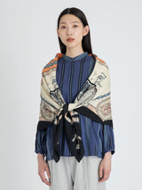 WOOL SILK STOLE HERRINGBONE WEAVE 120 / VINTAGE CYCLE