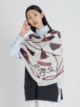 <ウールシルクストールヘリンボーン織120>ブレードタッセル