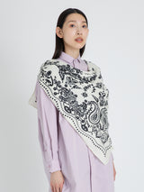 <ウールシルクストールヘリンボーン織120>カレイドバンダナ