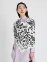 <ウールシルクストールヘリンボーン織120>カレイドバンダナ