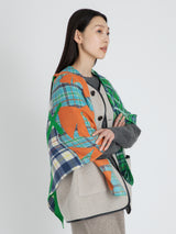 <ウールシルクストールヘリンボーン織120>コラージュチェック