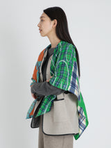 <ウールシルクストールヘリンボーン織120>コラージュチェック