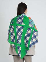 <ウールシルクストールヘリンボーン織120>コラージュチェック