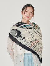 COTTON SILK STOLE 120 / NEWSPAPER
