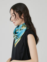 <シルクスカーフ65>コラージュアンティークフラワー