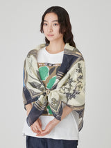 COTTON SILK STOLE 120 / FRAME FLOWER