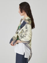 COTTON SILK STOLE 120 / FRAME FLOWER