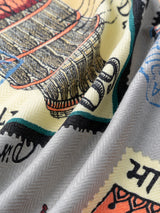 WOOL SILK STOLE HERRINGBONE WEAVE 120 / TIMBLE