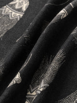 WOOL SILK STOLE HERRINGBONE WEAVE 120 / BLADE TASSELS