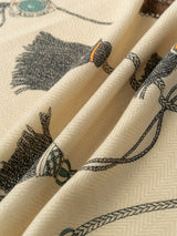 WOOL SILK STOLE HERRINGBONE WEAVE 120 / BLADE TASSELS