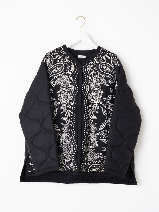 <ミリタリーVネックロングジャケット>リバーシブル カレイドバンダナ