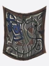 WOOL SILK STOLE HERRINGBONE WEAVE 120 / COLLAGE JOCKEY