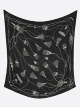 WOOL SILK STOLE HERRINGBONE WEAVE 120 / BLADE TASSELS