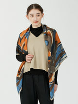 WOOL SILK STOLE HERRINGBONE WEAVE 120 / COLLAGE JOCKEY