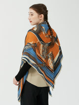 WOOL SILK STOLE HERRINGBONE WEAVE 120 / COLLAGE JOCKEY