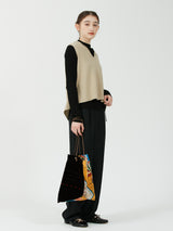 VELVET EMBROIDERED TOTE BAG L / TIMBLE