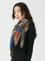 WOOL SILK STOLE HERRINGBONE WEAVE 120 / MIX DOTS5