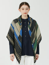 WOOL SILK STOLE HERRINGBONE WEAVE 120 / MIX DOTS5