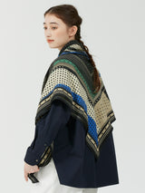 WOOL SILK STOLE HERRINGBONE WEAVE 120 / MIX DOTS5