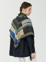 WOOL SILK STOLE HERRINGBONE WEAVE 120 / MIX DOTS5