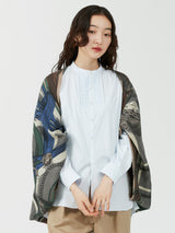 WOOL SILK STOLE HERRINGBONE WEAVE 120 / COLLAGE JOCKEY