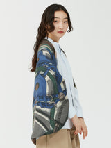 WOOL SILK STOLE HERRINGBONE WEAVE 120 / COLLAGE JOCKEY