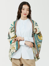 WOOL SILK STOLE HERRINGBONE WEAVE 120 / HOT WINE