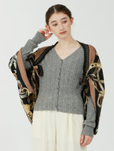 WOOL SILK STOLE HERRINGBONE WEAVE 120 / RIBBON HERNESS