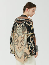 WOOL SILK STOLE HERRINGBONE WEAVE 120 / RIBBON HERNESS