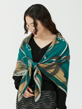 WOOL SILK STOLE HERRINGBONE WEAVE 120 / COLLAGE JOCKEY
