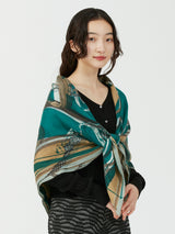 WOOL SILK STOLE HERRINGBONE WEAVE 120 / COLLAGE JOCKEY
