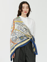 WOOL SILK STOLE HERRINGBONE WEAVE 120 / SOMEWHERE