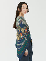 WOOL SILK STOLE HERRINGBONE WEAVE 120 / RIBBON HERNESS