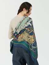 WOOL SILK STOLE HERRINGBONE WEAVE 120 / RIBBON HERNESS