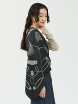 WOOL SILK STOLE HERRINGBONE WEAVE 120 / BLADE TASSELS