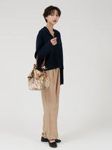 <シルク無地バケツバッグ>ブラック